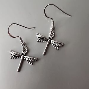 Dragonfly Earrings 925S Sterling Hooks.